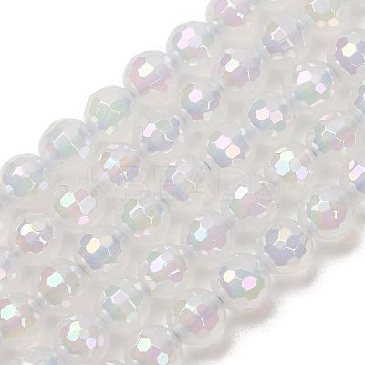 Electroplated Natural Agate Beads Strands G-B191-A07-6mm-01-1