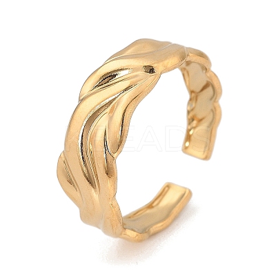 304 Stainless Steel Open Cuff Ring for Women RJEW-M049-01G-08-1