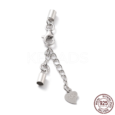 Anti-Tarnish Rhodium Plated 925 Sterling Silver Curb Chain Extender STER-G039-03D-P-1