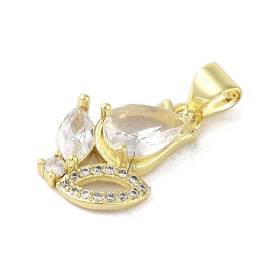 Rack Plating Brass Micro Pave Cubic Zirconia Pendants KK-C052-02B-G-1