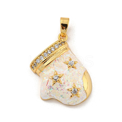 Christmas Brass Micro Pave Cubic Zirconia Pendants KK-H468-02A-01G-1