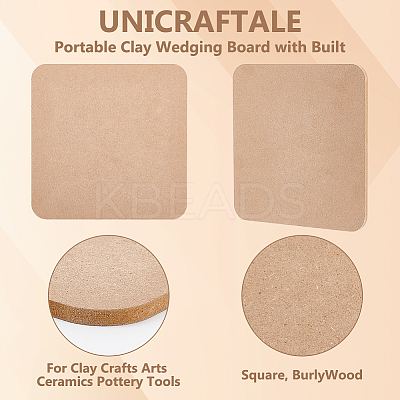 Medium Density Fiberboard (MDF) Portable Clay Wedging Board with Built AJEW-WH0348-382-1