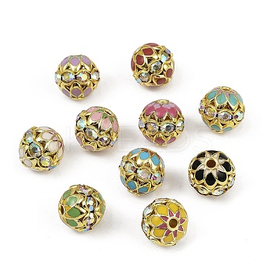 Brass Enamel Beads KK-L236-01B-G-1