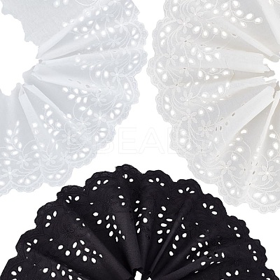 3 Colors Cotton Embroidery Flower Wavy Edged Lace Ribbons OCOR-AR0001-78-1