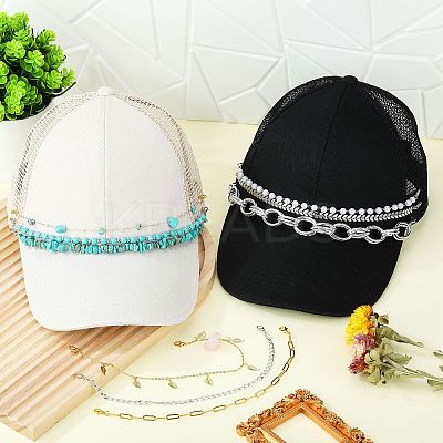 9Pcs Aluminium & 304 Stainless Steel & Synthetic Turquoise  Link Baseball Cap Chain HJEW-SW00143-1