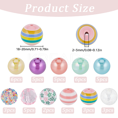 52Pcs 11 Styles Acrylic Round Beads Set OACR-SC0001-69-1