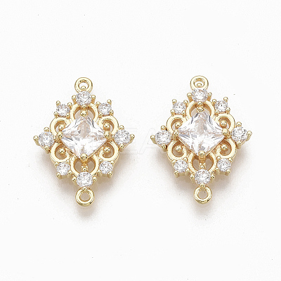 Brass Clear Cubic Zirconia Links connectors X-ZIRC-Q021-046G-NF-1
