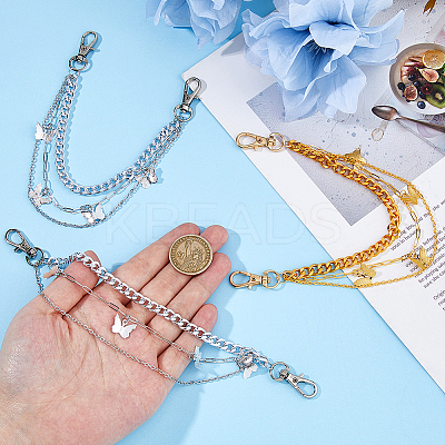 4Pcs 2 Colors Brass Chains Boot Strap Chains HJEW-HS00051-1