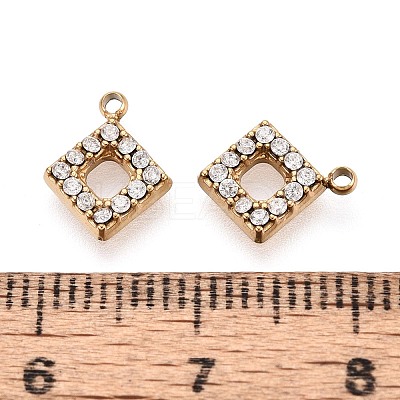 304 Stainless Steel Micro Pave Cubic Zirconia Charms STAS-N115-47G-1