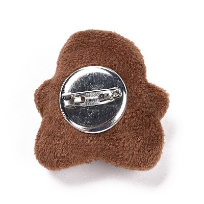 Gingerbread Man Cotton & Non-Woven & Velvet Fabric Brooch LS-JEWB-A003-11-1