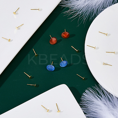 20Pcs 925 Sterling Silver Flat Pad Stud Earring Findings STER-DC0001-59-1