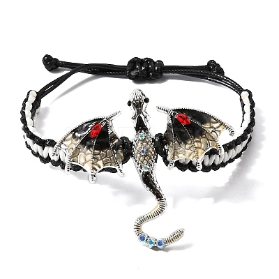 Pterosaur Alloy Enamel & Rhinestones Link Bracelets BJEW-A165-01B-1