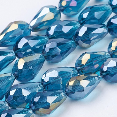 Electroplate Glass Beads Strands X-EGLA-D015-15x10mm-31-1