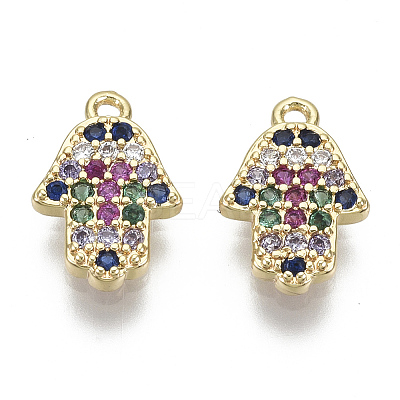 Brass Micro Pave Cubic Zirconia Charms KK-S348-550-NF-1