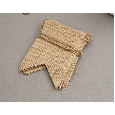 Birthday Party Jute Burlap Flags Banner AJEW-WH0023-09-1