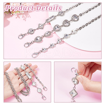 3Pcs 3 Style Alloy Cable Chain Bag Straps FIND-WR0009-16-1