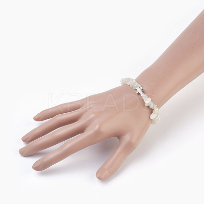 Natural White Moonstone Beads Stretch Bracelets BJEW-JB03926-10-1