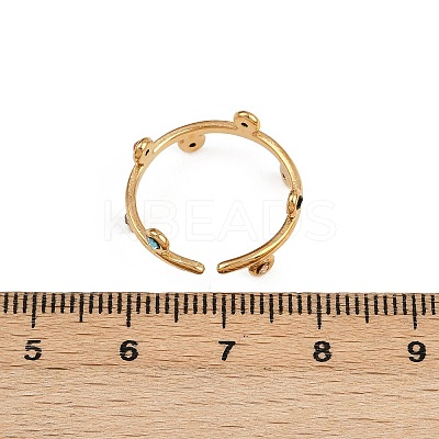 304 Stainless Steel Rhinetsone Open Cuff Rings for Women X-RJEW-K301-07G-01-1
