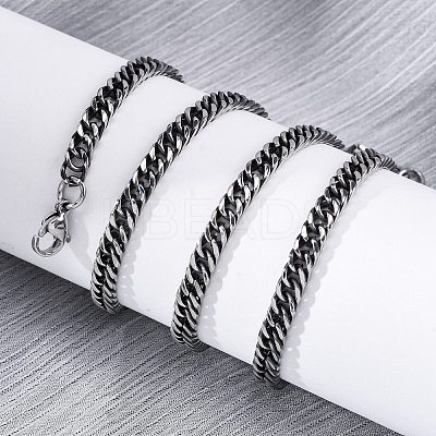4.5MM 201 Stainless Steel Cuban Link Chain Necklaces NJEW-Q013-14C-1