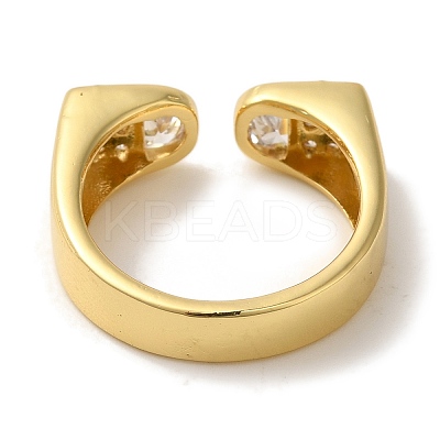 Arch Rack Plating Brass Micro Pave Cubic Zirconia Cuff Rings for Women RJEW-G323-09G-04-1