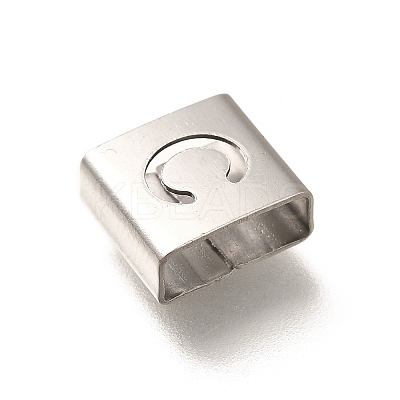 Letter Style 304 Stainless Steel Square Slide Charms STAS-L132-16C-1
