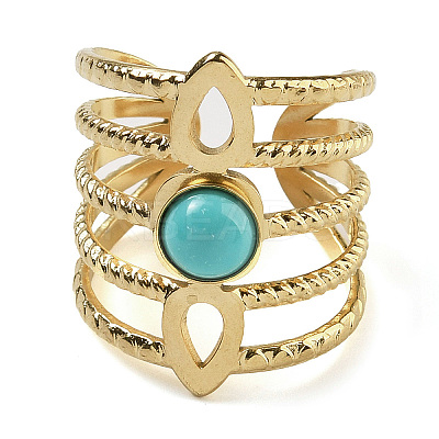 Synthetic Turquoise Finger Rings RJEW-U027-08G-03-1