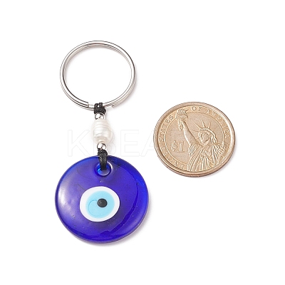 Handmade Lampwork Blue Evil Eye Keychain Key Ring KEYC-JKC00385-02-1