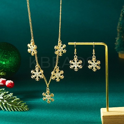 Alloy Rhinestone Snowflake Pendant Necklace & Stud Earrings Set for Women FS-WGDD9A4-09-1