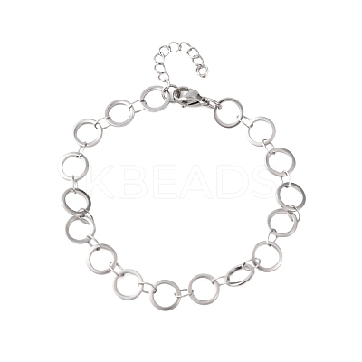 304 Stainless Steel Ring Link Chain Bracelets BJEW-P373-02B-P-1