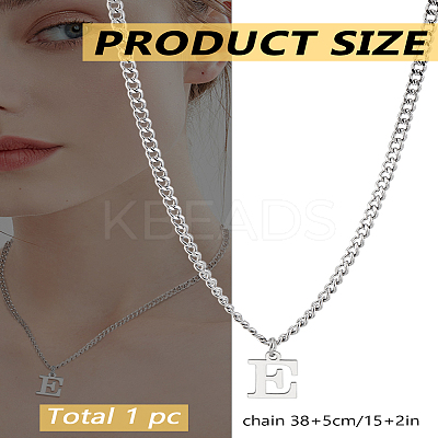 1Pc 304 Stainless Steel Letter Pendant Necklaces NJEW-LP0001-33E-P-1