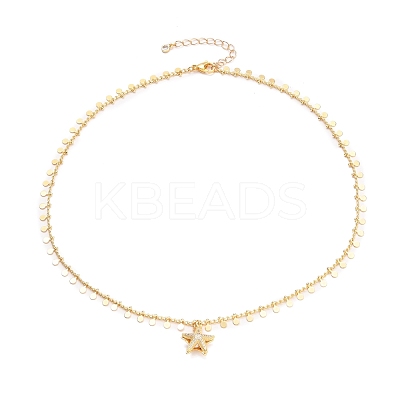 Brass Micro Pave Clear Cubic Zirconia Starfish Pendant Necklaces NJEW-JN03150-01-1