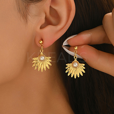 Fan Stainless Steel Dangle Stud Earrings MC7429-1
