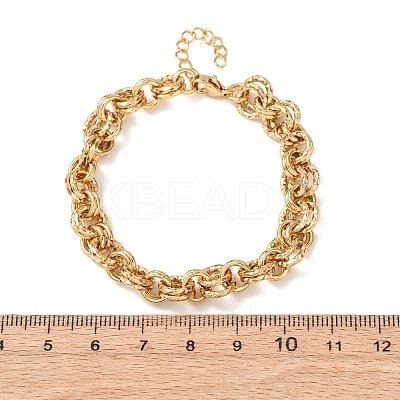 Hammered 304 Stainless Steel Double Ring Link Chains Bracelets for Women BJEW-G780-06G-01-1