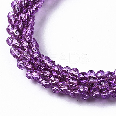 Faceted Transparent Glass Beads Stretch Bracelets BJEW-S144-002F-01-1