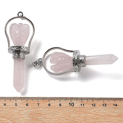 Natural Rose Quartz Pointed Big Pendants KK-H491-01P-08-1