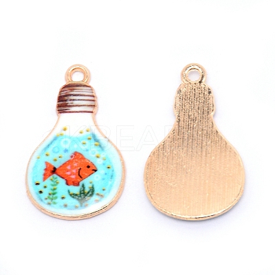 Japanese Style Print Alloy Enamel Pendants ENAM-N056-211C-RS-1