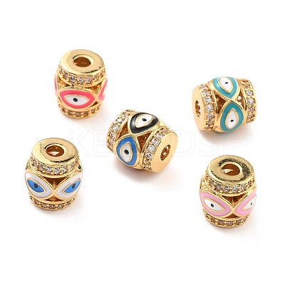 Real 18K Gold Plated Brass Micro Pave Clear Cubic Zirconia Beads ZIRC-Z023-02-1