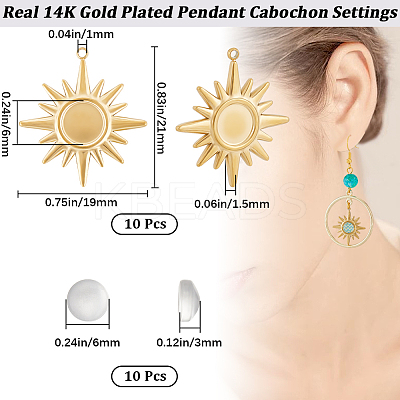 10Pcs 304 Stainless Steel Pendant Cabochon Settings STAS-BBC0003-63-1