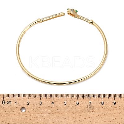 Brass Micro Pave Clear Cubic Zirconia Cuff Bangles for Women LS-BJEW-B145-07G-01-1