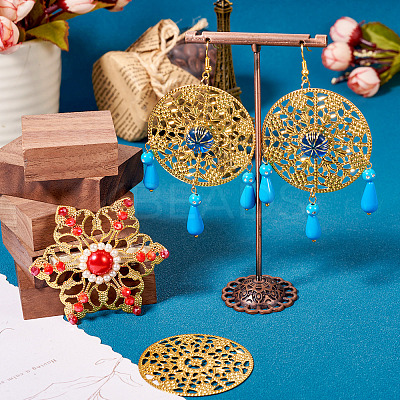 48Pcs 6 Styles Rack Plating Iron Filigree Joiners IFIN-TA0001-65-1