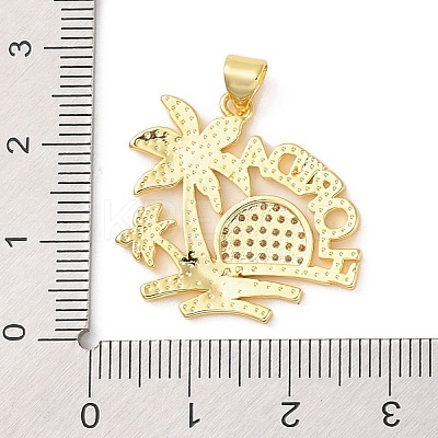 Rack Plating Brass Micro Pave Cubic Zirconia Pendants KK-P261-01G-1