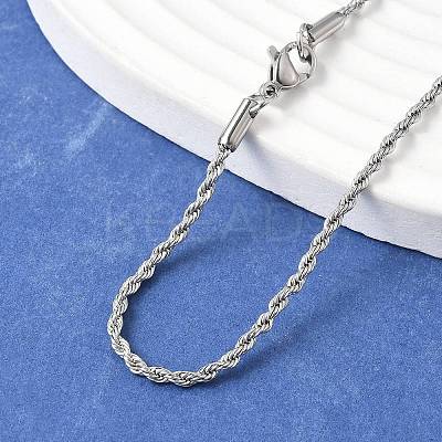 Tarnish Resistant 304 Stainless Steel Rope Chain Necklaces STAS-M174-008P-A-1