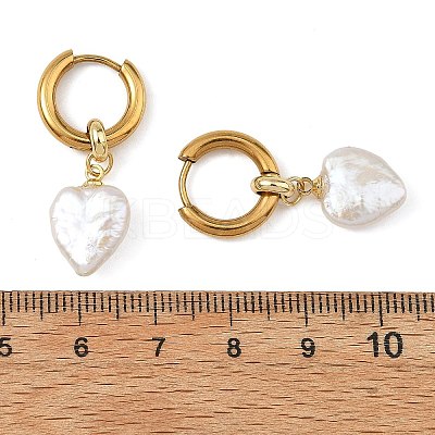 202 Stainless Steel & Natural Baroque Pearl Hoop Dangle Earrings EJEW-JE07334-1