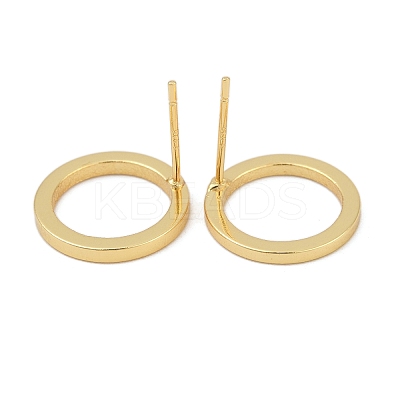 Brass Ring Stud Earrings for Women EJEW-G297-15G-1