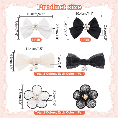 6 Styles Polyester/Cloth Bowknot/Flower Bridal Shoe Decoration with Plastic Imitation Pearl AJEW-PH0012-07-1