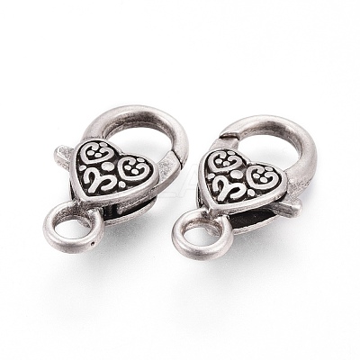 Tibetan Style Heart Lobster Claw Clasps LF014Y-TAS-NR-1