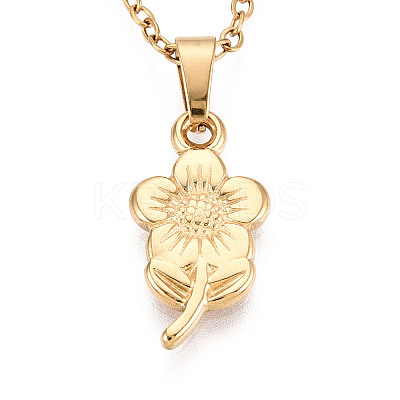 304 Stainless Steel Pendant Necklaces NJEW-T018-43G-1