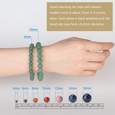 Natural Green Aventurine Round Beads Stretch Bracelets BJEW-PH0001-10mm-24-1