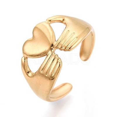 Adjustable Ion Plating(IP) 304 Stainless Steel Cuff Rings for Women RJEW-N052-11G-1