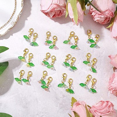 24Pcs 12 Colors Acrylic Flower Pendant Decorations HJEW-JM03088-1